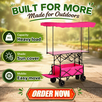 Chariot de marché pliable et polyvalent BTYP TC-14, épaissi et allongé, en fer, pour camping-car, avec pare-soleil