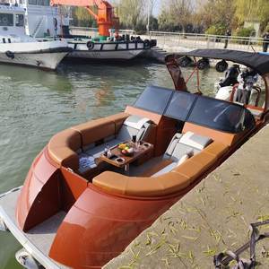 <span class=keywords><strong>Bateau</strong></span> à ponton <span class=keywords><strong>de</strong></span> luxe à double console orange en <span class=keywords><strong>fibre</strong></span> <span class=keywords><strong>de</strong></span> <span class=keywords><strong>verre</strong></span> avec pare-brise - Product Image 5