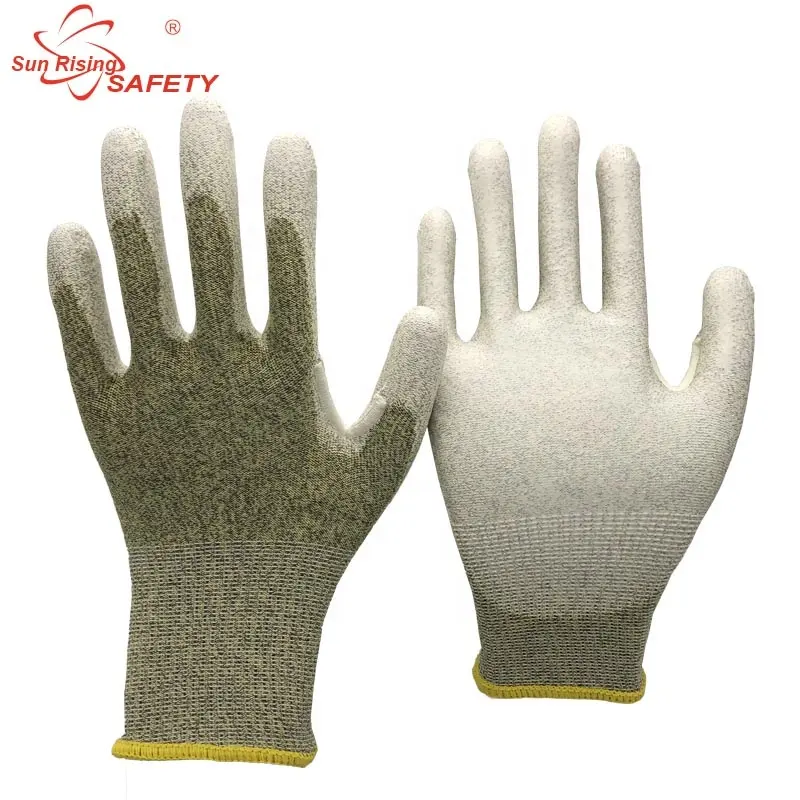 SRsafety EN388 Safety Custom PU-beschichtete Handschuhe Berühren Sie ANSI A3 Anti-Cut-Handschuhe mit Grip ESD-Handschuhen