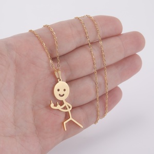 Divertente <span class=keywords><strong>Stickman</strong></span> collana pendente per le donne in acciaio inox Akimbo dito medio su Chian collana gioielli regalo - Product Image 6