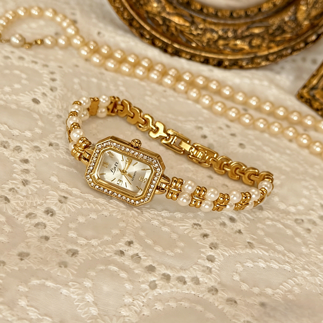 New Arrival Factory-Direct Wholesale Cross-Border -Style Vintage-Luxury Alloy Quartz Pearl Bracelet Women's Watch