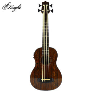Ukulele U-Bass en acajou 30'' avec accordeurs noirs, Os de bœuf, 2 clous de queue dorés pour concerts de musique, Guitare U-Bass noire - Product Image 1