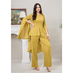 Ensemble deux pièces plissé Miyake 2024, <span class=keywords><strong>pantalon</strong></span> large, costume décontracté pour femmes, ensemble deux pièces - Product Image 3