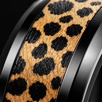 Bague d'éternité personnalisée JLM en acier inoxydable doré à imprimé léopard pour homme et femme – Style affirmé