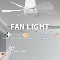 Ventilateur de plafond LED silencieux 2024 de 16,5 pouces avec lampe 1000 lumens, ventilateur de chambre à coucher avec télécommande et variateur d'intensité, ventilateur à prise LED