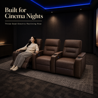 Canapé inclinable de cinéma maison 3 places en cuir véritable avec fonction électrique, porte-gobelets et chargement USB – Vente en gros directe usine, OEM, ODM, personnalisable
