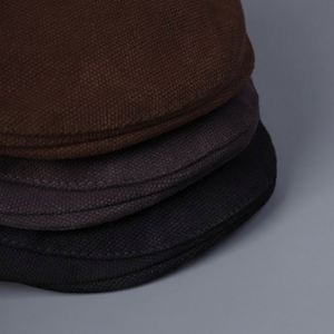 Arrival Autumn Winter Unisex Canvas Beret <b>Hat</b> Fashion Trendy Casual Forward Cap Solid Color Canvas Flat Top Ivy <b>Hat</b> - Product Image 4