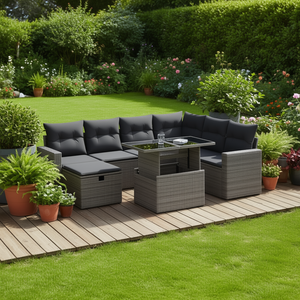 Ensemble de canapés de patio en rotin PE avec structure en acier, 6 places, mobilier de jardin extérieur, design contemporain - Product Image 2