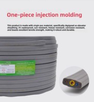 Cable de Fibra Óptica Plano para Elevador OM4 de 4 Núcleos, Cubierta de PVC LSZH, 2 Hilos de Acero Gi, Clasificación IP67, Bajo Voltaje, Cobre Libre de Oxígeno