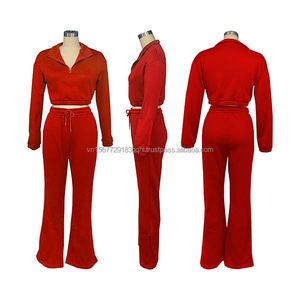 Conjunto Deportivo de Moda Otoño Invierno Personalizable para Mujer, Sudadera de Forro Polar con Media Cremallera y Cuello Alto, Pantalones con Cordón Ajustable - Product Image 2