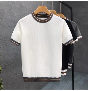Nueva Camiseta de Punto de Manga Corta para Hombre, Verano, Poliéster Sólido, Ecológica, Transpirable, Casual, Lisa, Corte Ajustado, Cuello Redondo - Product Image 6