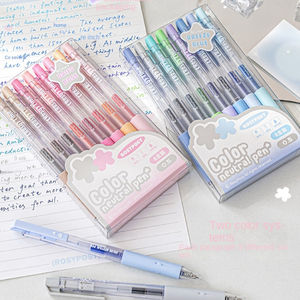 مجموعة أقلام جل ملونة مكونة من 8 قطع لطلاب المدارس ، بزر ضغط مطاطي للرسم بالحبر والتلوين - Product Image 3