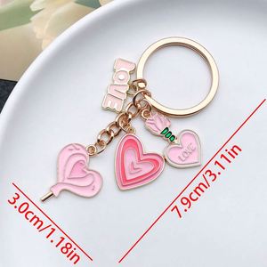 Llaveros de Metal con Flores y Corazones Rosados, Modernos, Creativos y Lindos, Accesorios para Bolsos, Colgantes Decorativos - Product Image 2