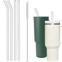 Lot de 4 pailles réutilisables de 12 pouces avec brosse de nettoyage pour gobelets Stanley & Yeti de 30 à 40 oz