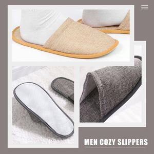Pantoufles d'hôtel de luxe en lin écologique à bout ouvert, recyclables, avec logo personnalisé, prix d'usine en gros pour invités de mariage - Product Image 2
