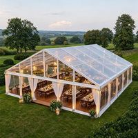 Tente de réception de luxe TENTCHO à structure en aluminium avec toit en PVC transparent et murs en verre pour événements de mariage en plein air