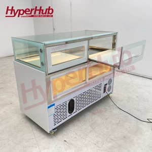 <span class=keywords><strong>Vitrine</strong></span> <span class=keywords><strong>réfrigérée</strong></span> simple niveau pour gâteaux avec tiroir de rangement, vitre anti-buée et thermostat électronique pour pâtisseries et café - Product Image 5
