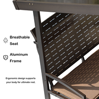 Chaise à bascule 4 places avec table et rangement, banc à bascule en aluminium pour patio et jardin, marron