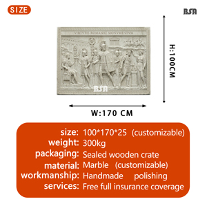 Relief en marbre BSA « Monument des Vertus Romaines », sculpture murale en pierre représentant la Triomphe de la Légion Romaine pour la décoration du hall d'une villa - Product Image 2