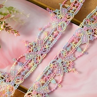 Dentelle brodée en forme de nœud de 3,8 cm, accessoires vestimentaires pour vêtements d'enfants, cheveux, décoration intérieure, garniture en dentelle soluble dans l'eau