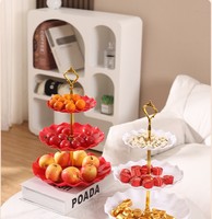 Trois couches fruits Dim Sum plateau gâteau support multicouche fruits fête d'anniversaire Dim Sum support mariage décoration bonbons Dessert plateau