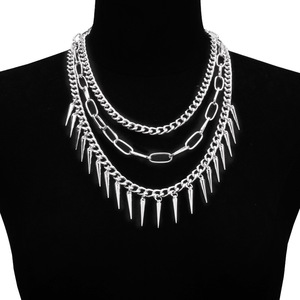 Layered Spike Necklace <b>Titanium</b> Steel Multi Layer Punk Hip Hop <b>Chain</b> Women Men Fashion Jewelry Clavicle <b>Chain</b> Riveted Style - Product Image 2