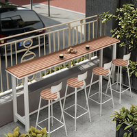 Ensemble de table de bar murale d'extérieur moderne 1215 bois plastique bois long étroit anti-corrosion bois fer art