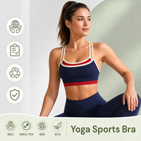 Soutien-gorge de sport personnalisé en nylon recyclé (80 %) et élasthanne (20 %) à double couche, contrastant, anti-humidité, extensible dans les 4 sens, pour l'entraînement et le yoga
