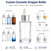 Flacon compte-gouttes en verre transparent de 40 ml avec logo personnalisé pour huile essentielle, parfum, cosmétique, liquide, conteneur de stockage