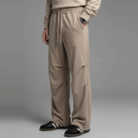 Pantalon de survêtement large pour homme avec cordon de serrage élastique à la taille, détail froncé aux genoux, bande latérale, coupe décontractée épaisse, personnalisable avec logo