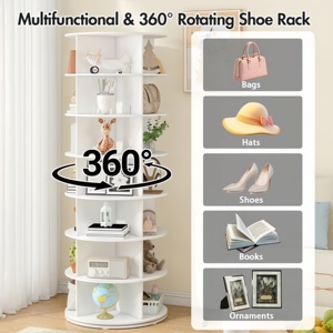 Organizador <span class=keywords><strong>de</strong></span> Zapatos Giratorio 360° <span class=keywords><strong>de</strong></span> <span class=keywords><strong>Madera</strong></span> OEM, Estante Multifuncional para Bolsos y Libros, Torre <span class=keywords><strong>de</strong></span> Almacenamiento Vertical que Ahorra Espacio - Product Image 2