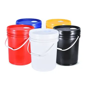 Empty 5 Gallon Plastic White Paint Bucket With Lids Handle 20 Liter Pail Barrel