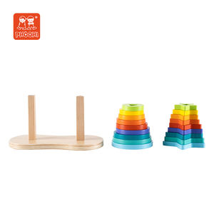 Bloques educativos montessori de juguete para niños, apilador de arcoíris de madera, 18m + - Product Image 5