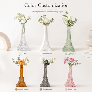 Vase à fleurs décoratif en verre ambré en forme de Tour Eiffel pour centres de table de mariage, fêtes sur le thème de <span class=keywords><strong>Paris</strong></span> et décoration de table à domicile - Product Image 3