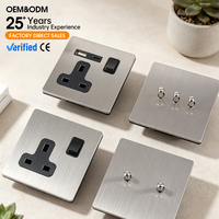 Enchufes e Interruptores de Pared Eléctricos Industriales de Acero Inoxidable Cepillado Estándar Europeo K, 10A, 220V, 86*86, 86*146, con Puertos USB