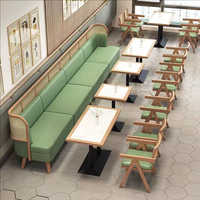 Meubles de restaurant de restauration rapide sur mesure, en bois massif et rotin, canapé rembourré, table à manger, chaise, combo pour pizzeria, hamburgerie, bistro