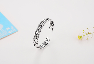 Cá Tính Mới 925 Trang Sức Bạc Sterling Nữ Thanh Đơn Giản Cá Phục Hồi Cách Cổ Xưa Vòng Đeo Tay Mở Phổ Biến Chất Lượng Cao - Product Image 4