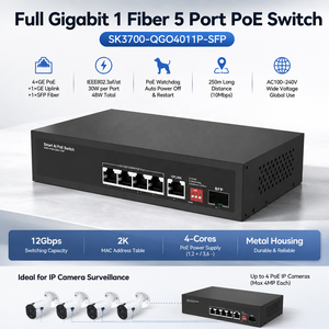 Smart AI PoE Switch 4 Port Gigabit PoE RJ45 1 Gigabit Uplink RJ45 1 SFP Slot VLAN Extend Function Full Gigabit CCTV Network - Product Image 1