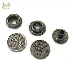 Hot Sale Alloy Logo Embossed Round Shape Metal Snap Button for Jean