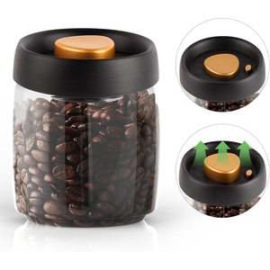 Recipiente Hermético de Vidrio de Borosilicato para Café y Té, Tapa Sellada para Viaje, Frasco de Almacenamiento Blanco/Negro - Product Image 1