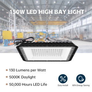 Éclairage de plafond industriel, lampes LED suspendues carrées UFO High Bay 150W IP65 pour l'éclairage des entrepôts et des ateliers - Product Image 2