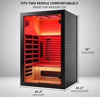Sauna infrarouge à spectre complet personnalisé en bois de pruche pour 2 personnes, sauna sec intérieur pour la maison et la salle de sport