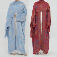 Nouvelle Abaya Islamique 2026 pour Femme, Robe Musulmane en Pashmina Jacquard avec Strass, Cardigan Abaya, Robe Abaya Ouverte Modeste de Dubaï avec Hijab