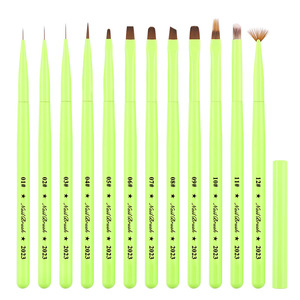Pinceau à ongles vert fruit à tête ronde, manche en acrylique, logo personnalisé, pinceau pour peinture au gel pour nail art - Product Image 1