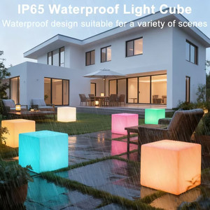 Liuminated 16 màu Glow có thể sạc lại <span class=keywords><strong>Led</strong></span> tổ chức sự kiện Đảng Bar đồ nội thất RGB năng lượng mặt trời điện 50x50x50cm 20-inch <span class=keywords><strong>LED</strong></span> thắp sáng Cube bảng - Product Image 3