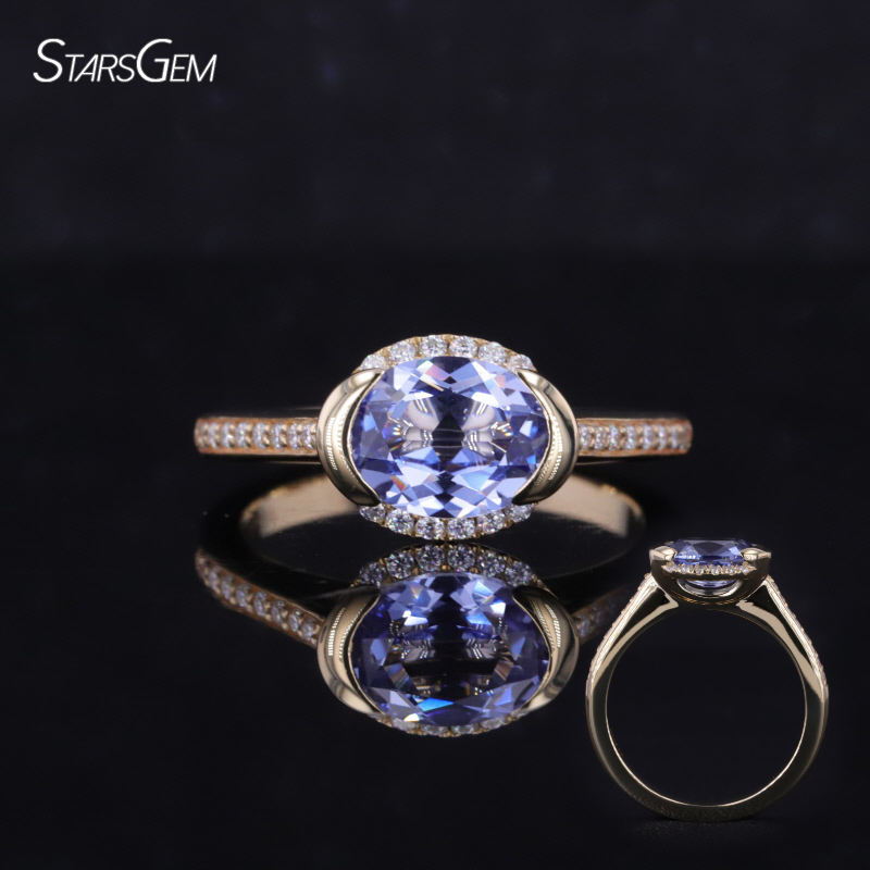 lab sapphrie conflower color 14K