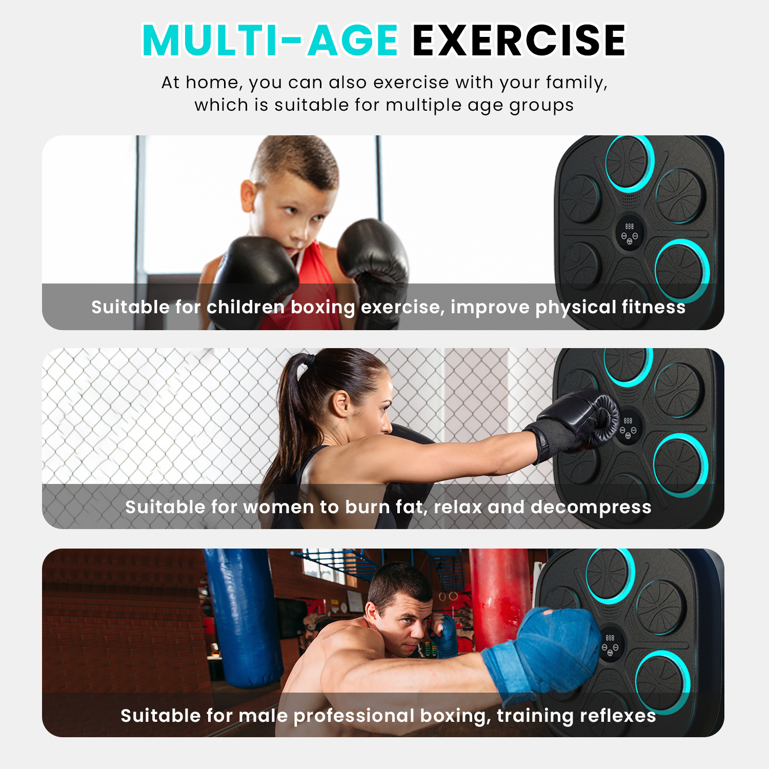 Cible Boxe Murale Bluetooth LED Music Boxing Machine Intelligente Mur De Musique Cible D'entraînement Beatpunch Rose Cible Boxe Murale Bluetooth LED Music Boxing Machine Intelligente Mur De Musique Cible D'entraînement Beatpunch Rose