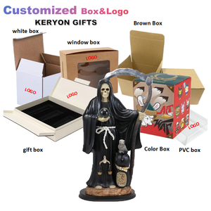 Vendita all'ingrosso di vetro in resina con squame di giustizia e gufo in tunica veste Santa morte Santa Muerte tenendo la statua della falce - Product Image 4