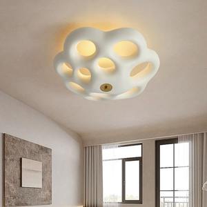 Plafonnier de chambre à coucher de style nordique à thème crème, luminaire créatif à thème floral pour chambre d'enfant, style japonais Wabi-Sabi, luminaire de salon - Product Image 4