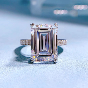 Bague en argent 925 avec zircon vert taille émeraude, style américain vintage, bijoux de <span class=keywords><strong>cocktail</strong></span> - Product Image 1
